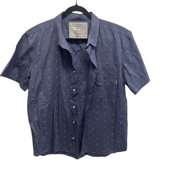 Quicksilver men’s modern fit button up shirt short sleeve blue floral print XL - Picture 1 of 7